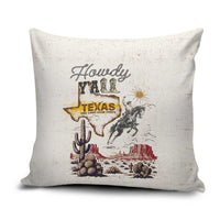 Texas Heritage Vintage Style Pillow Cover Howdy Y’all and Lone Star State - Wonder Print Shop