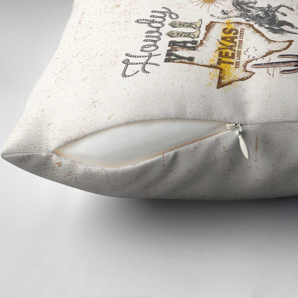 Texas Heritage Vintage Style Pillow Cover Howdy Y’all and Lone Star State - Wonder Print Shop