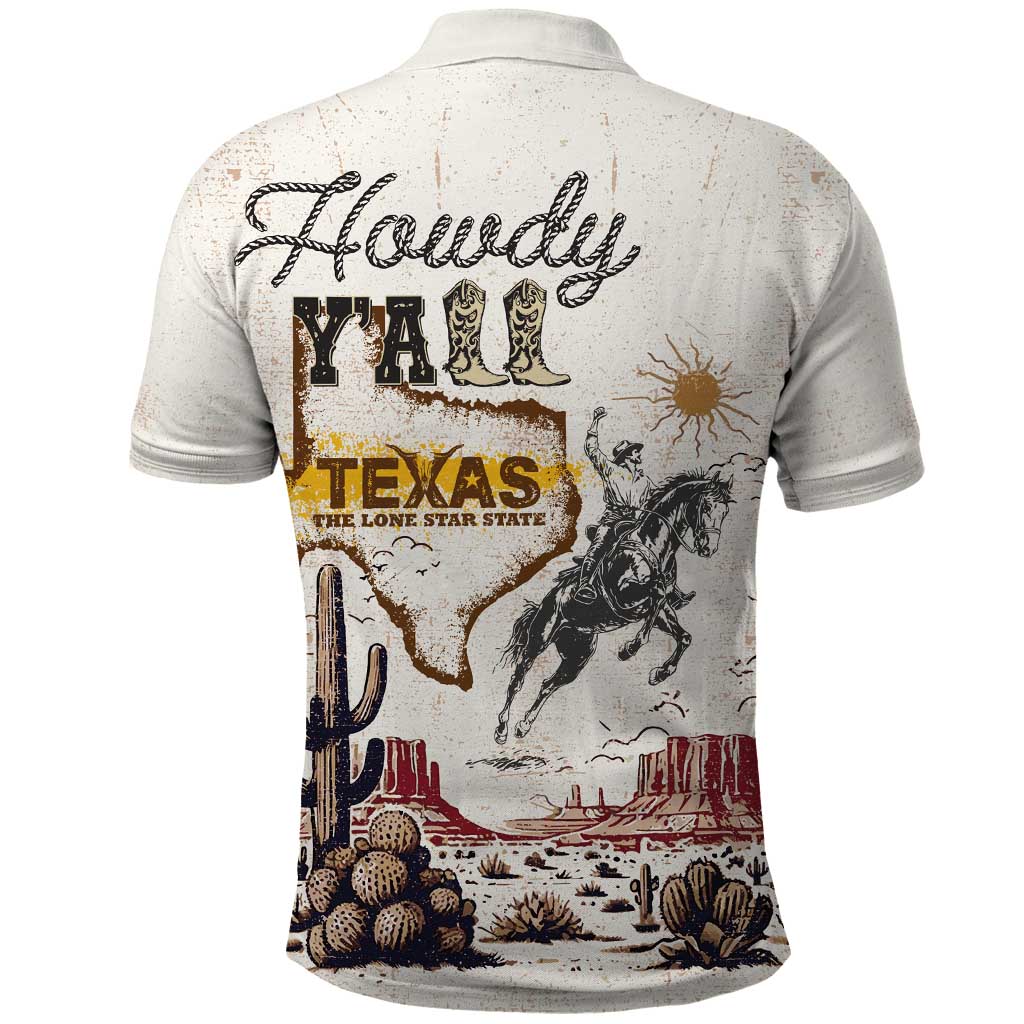 Texas Heritage Vintage Style Polo Shirt Howdy Y’all and Lone Star State - Wonder Print Shop