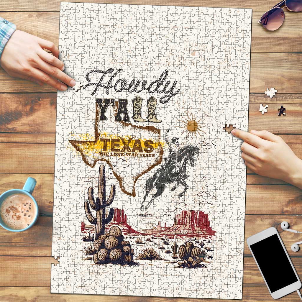 Texas Heritage Vintage Style Puzzle Howdy Y’all and Lone Star State - Wonder Print Shop