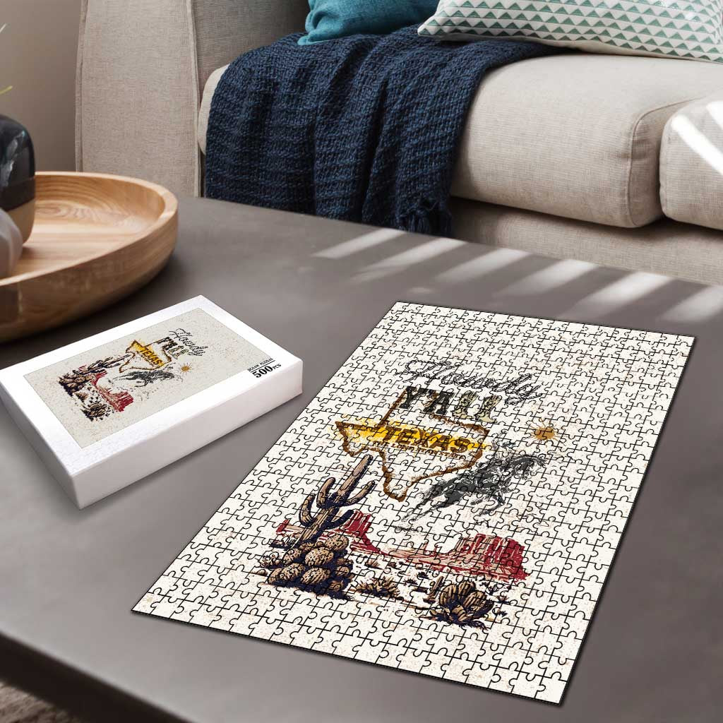 Texas Heritage Vintage Style Puzzle Howdy Y’all and Lone Star State - Wonder Print Shop