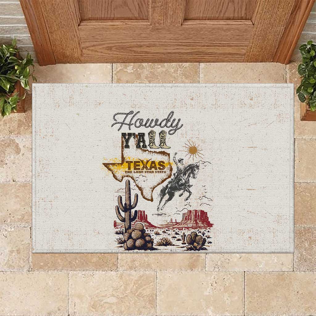 Texas Heritage Vintage Style Rubber Doormat Howdy Y’all and Lone Star State - Wonder Print Shop