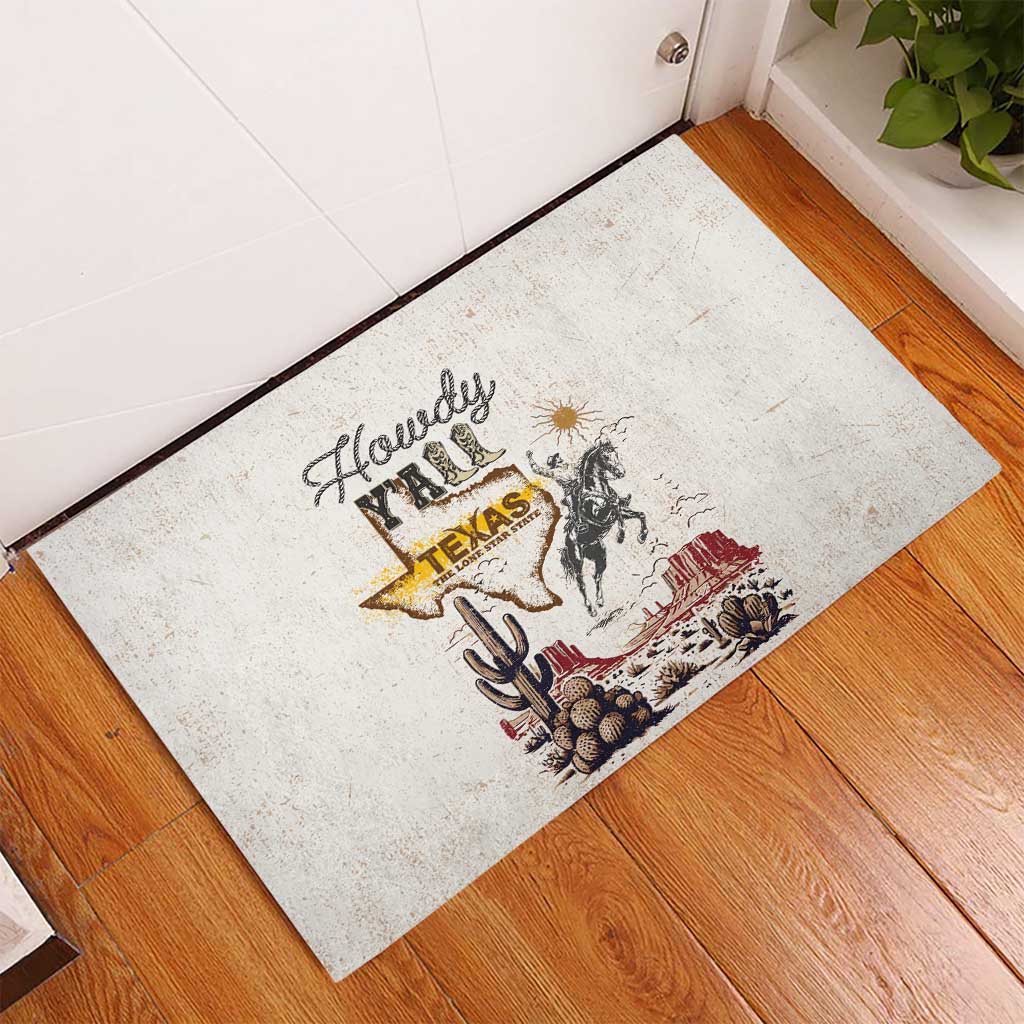 Texas Heritage Vintage Style Rubber Doormat Howdy Y’all and Lone Star State - Wonder Print Shop
