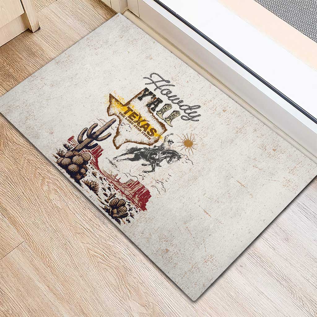 Texas Heritage Vintage Style Rubber Doormat Howdy Y’all and Lone Star State - Wonder Print Shop