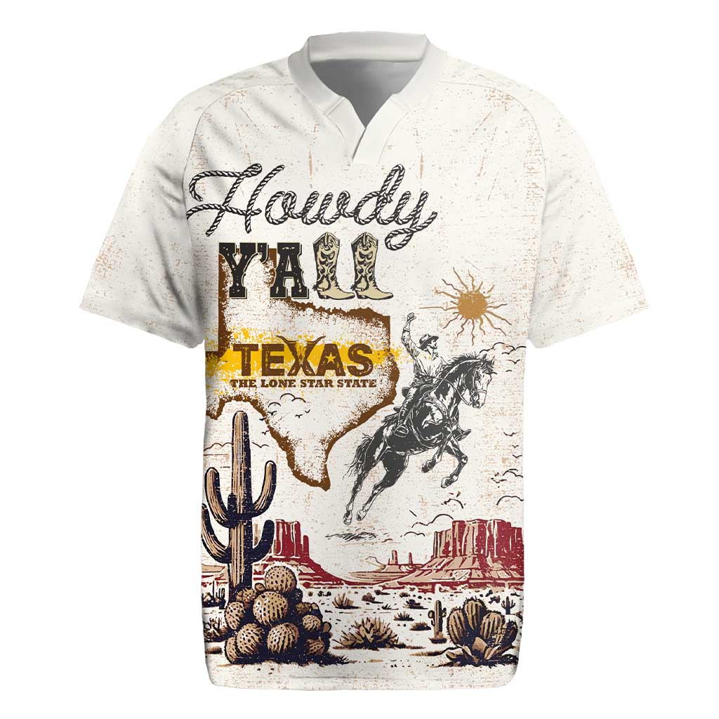 Texas Heritage Vintage Style Rugby Jersey Howdy Y’all and Lone Star State - Wonder Print Shop