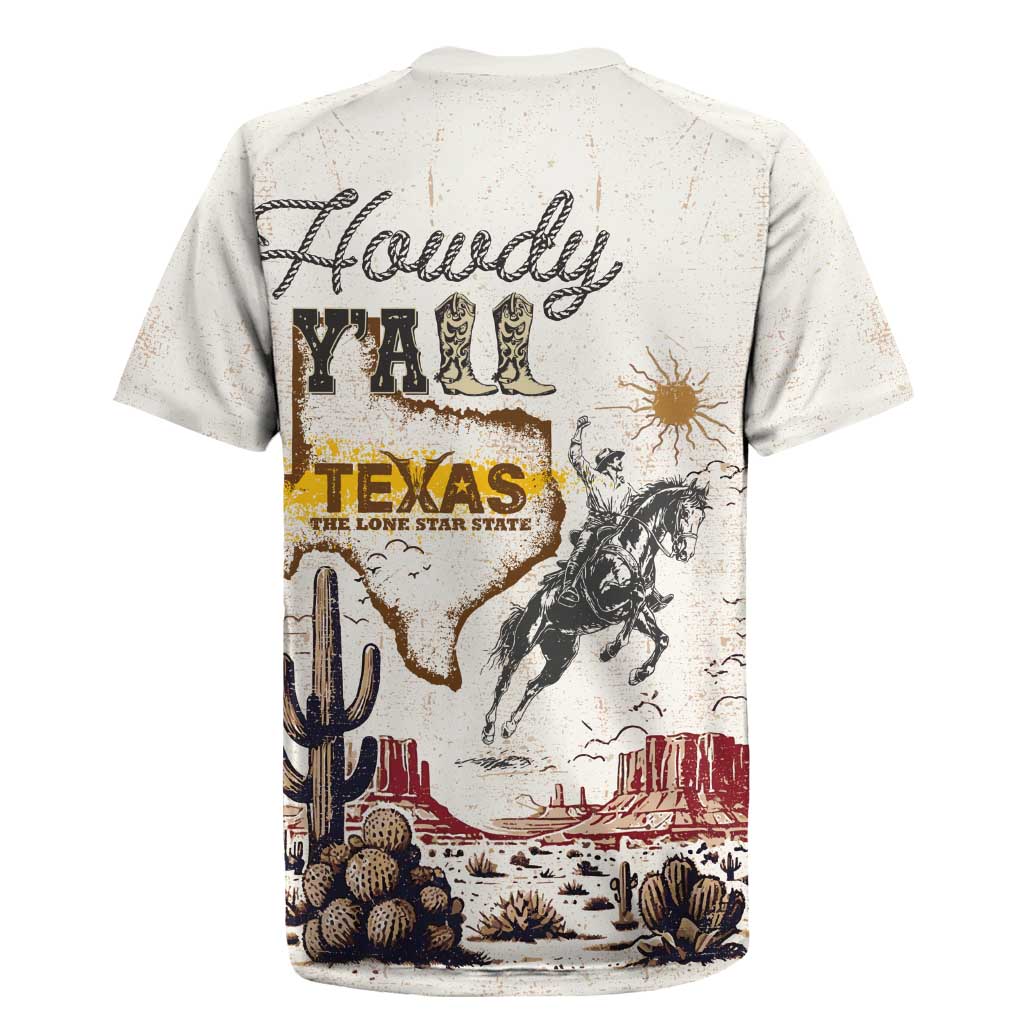 Texas Heritage Vintage Style Rugby Jersey Howdy Y’all and Lone Star State - Wonder Print Shop