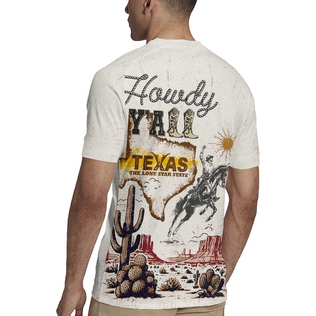 Texas Heritage Vintage Style Rugby Jersey Howdy Y’all and Lone Star State - Wonder Print Shop