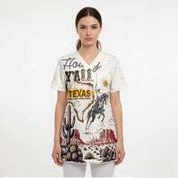 Texas Heritage Vintage Style Scrub Top Howdy Y’all and Lone Star State - Wonder Print Shop