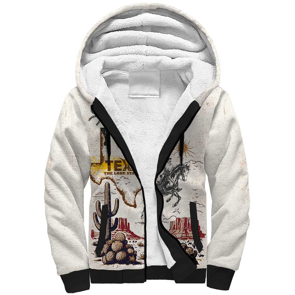 Texas Heritage Vintage Style Sherpa Hoodie Howdy Y’all and Lone Star State - Wonder Print Shop