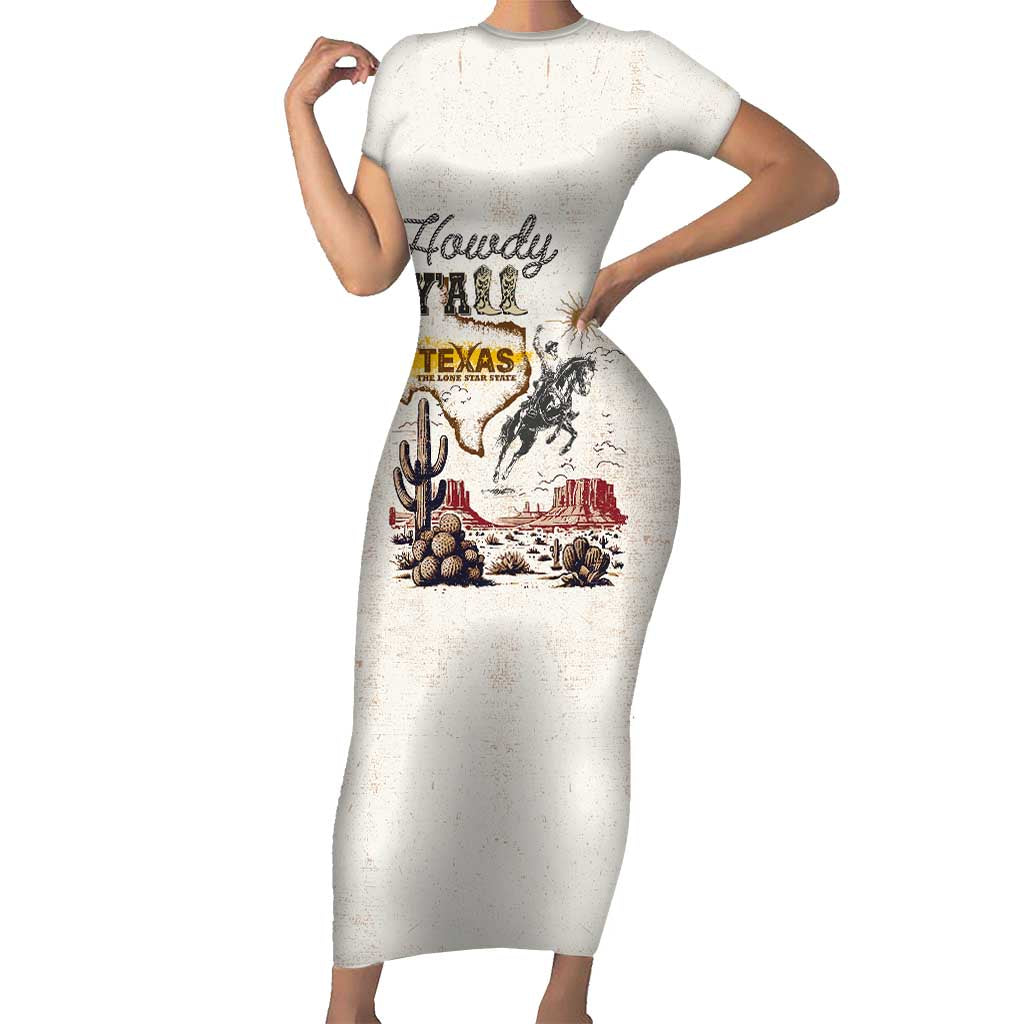 Texas Heritage Vintage Style Short Sleeve Bodycon Dress Howdy Y’all and Lone Star State - Wonder Print Shop