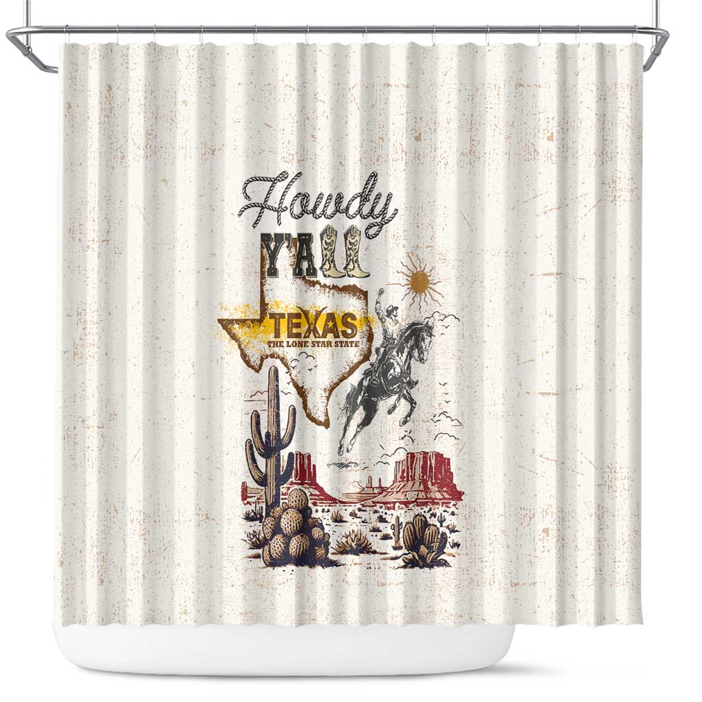 Texas Heritage Vintage Style Shower Curtain Howdy Y’all and Lone Star State - Wonder Print Shop