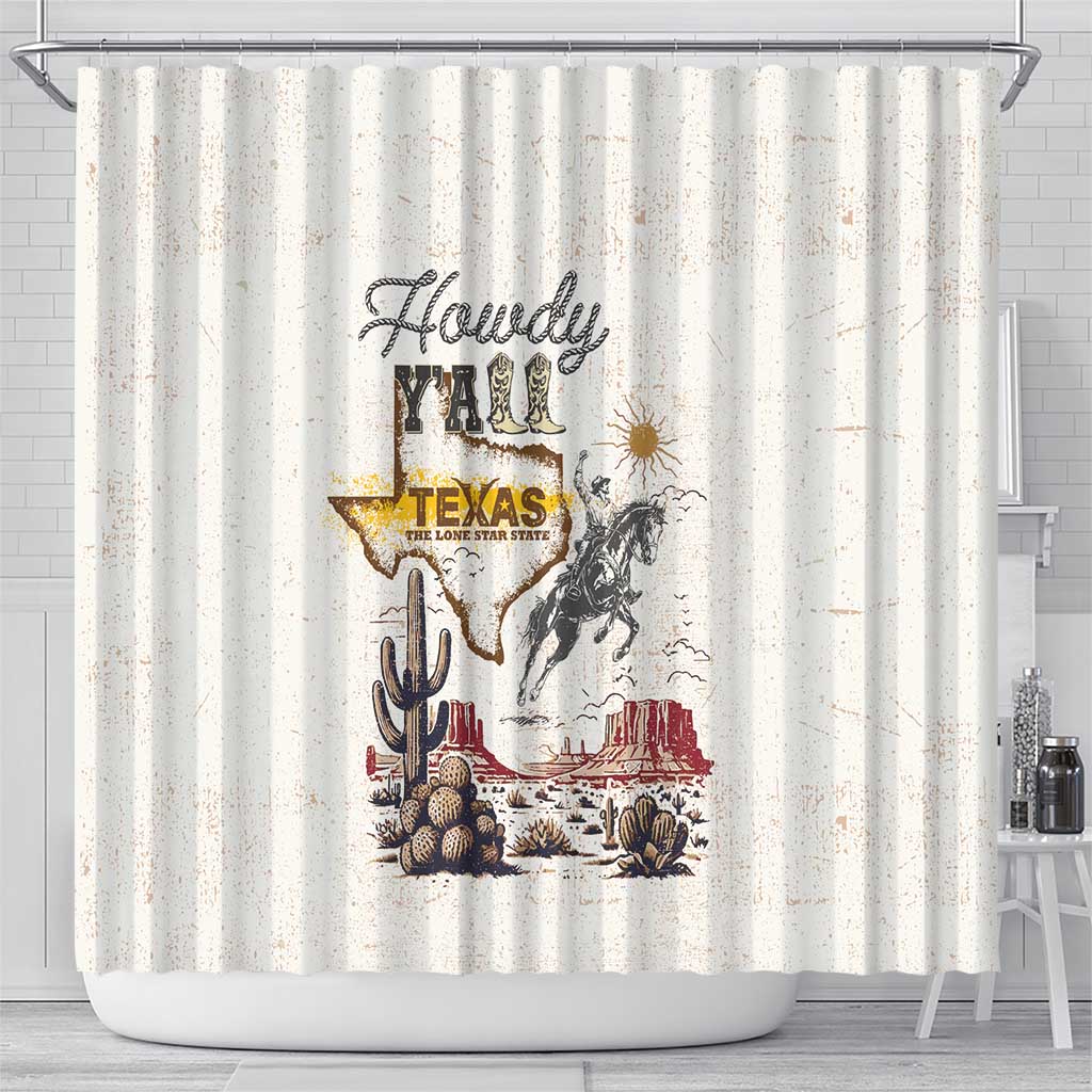 Texas Heritage Vintage Style Shower Curtain Howdy Y’all and Lone Star State - Wonder Print Shop