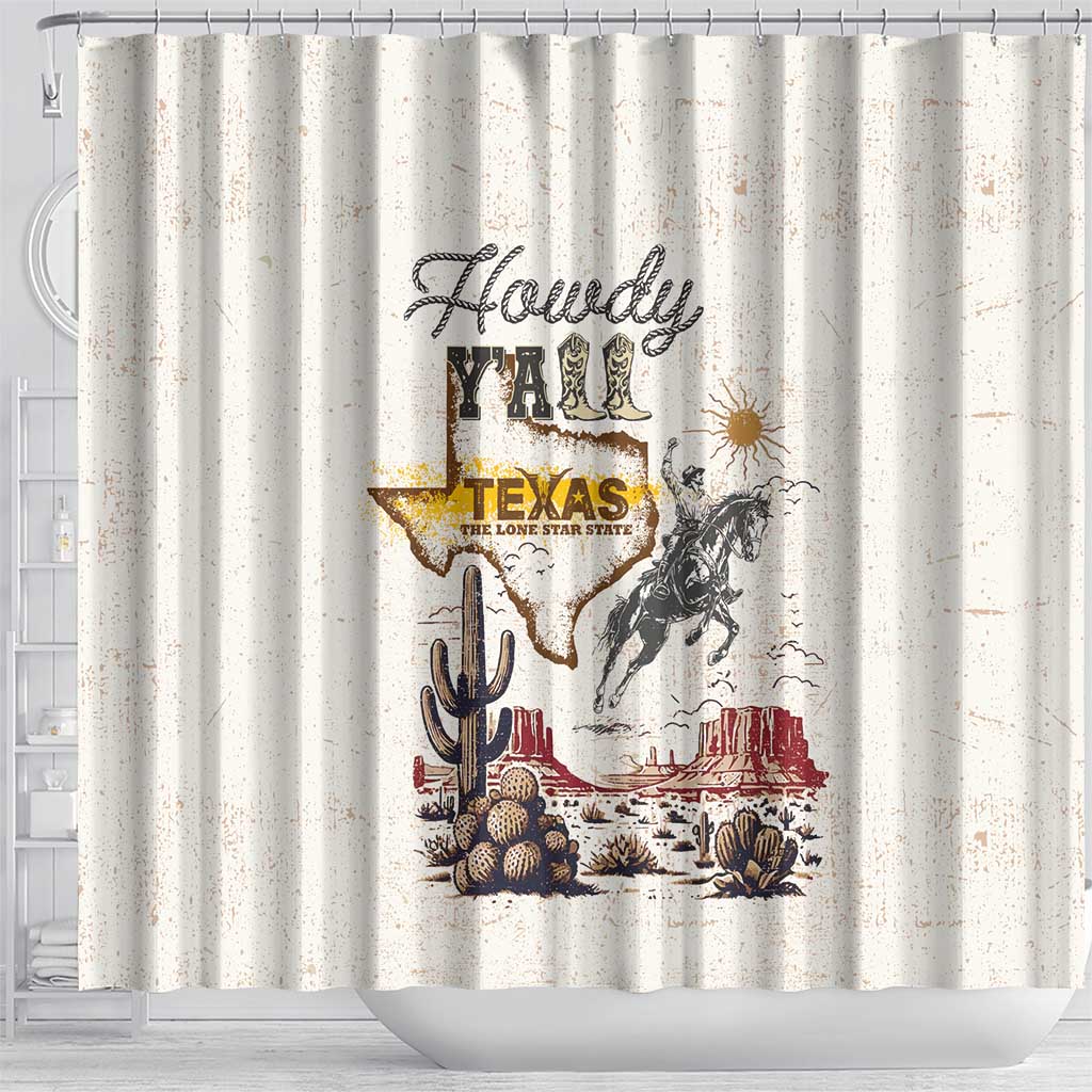 Texas Heritage Vintage Style Shower Curtain Howdy Y’all and Lone Star State - Wonder Print Shop