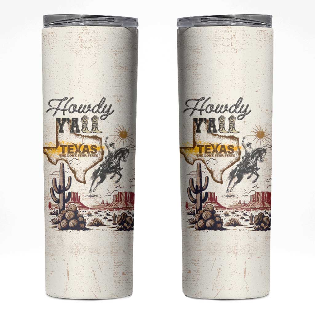 Texas Heritage Vintage Style Skinny Tumbler Howdy Y’all and Lone Star State - Wonder Print Shop