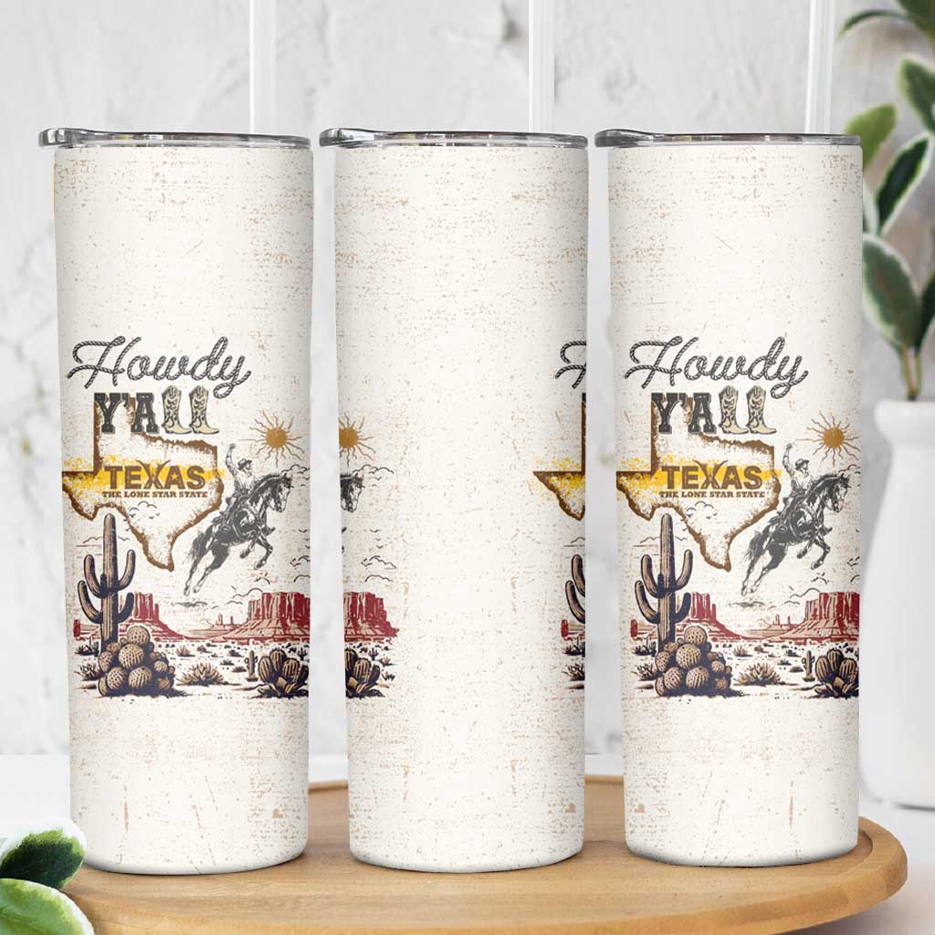 Texas Heritage Vintage Style Skinny Tumbler Howdy Y’all and Lone Star State - Wonder Print Shop