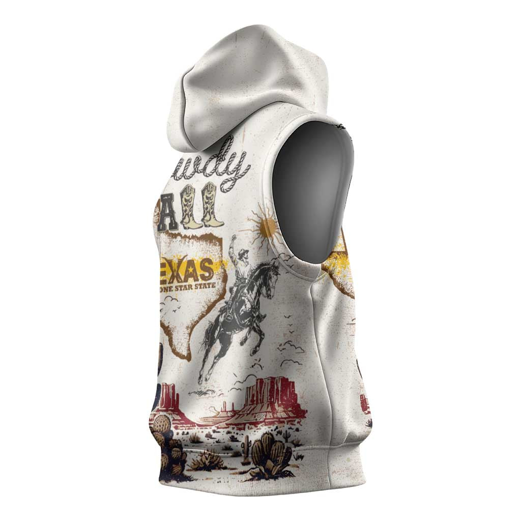 Texas Heritage Vintage Style Sleeveless Hoodie Howdy Y’all and Lone Star State - Wonder Print Shop
