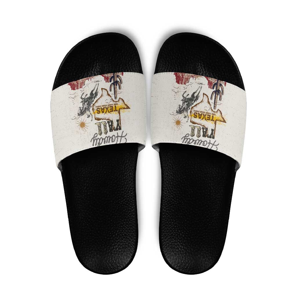 Texas Heritage Vintage Style Slide Sandals Howdy Y’all and Lone Star State - Wonder Print Shop