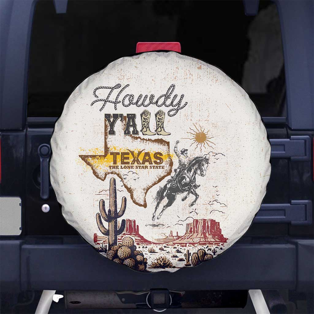 Texas Heritage Vintage Style Spare Tire Cover Howdy Y’all and Lone Star State - Wonder Print Shop