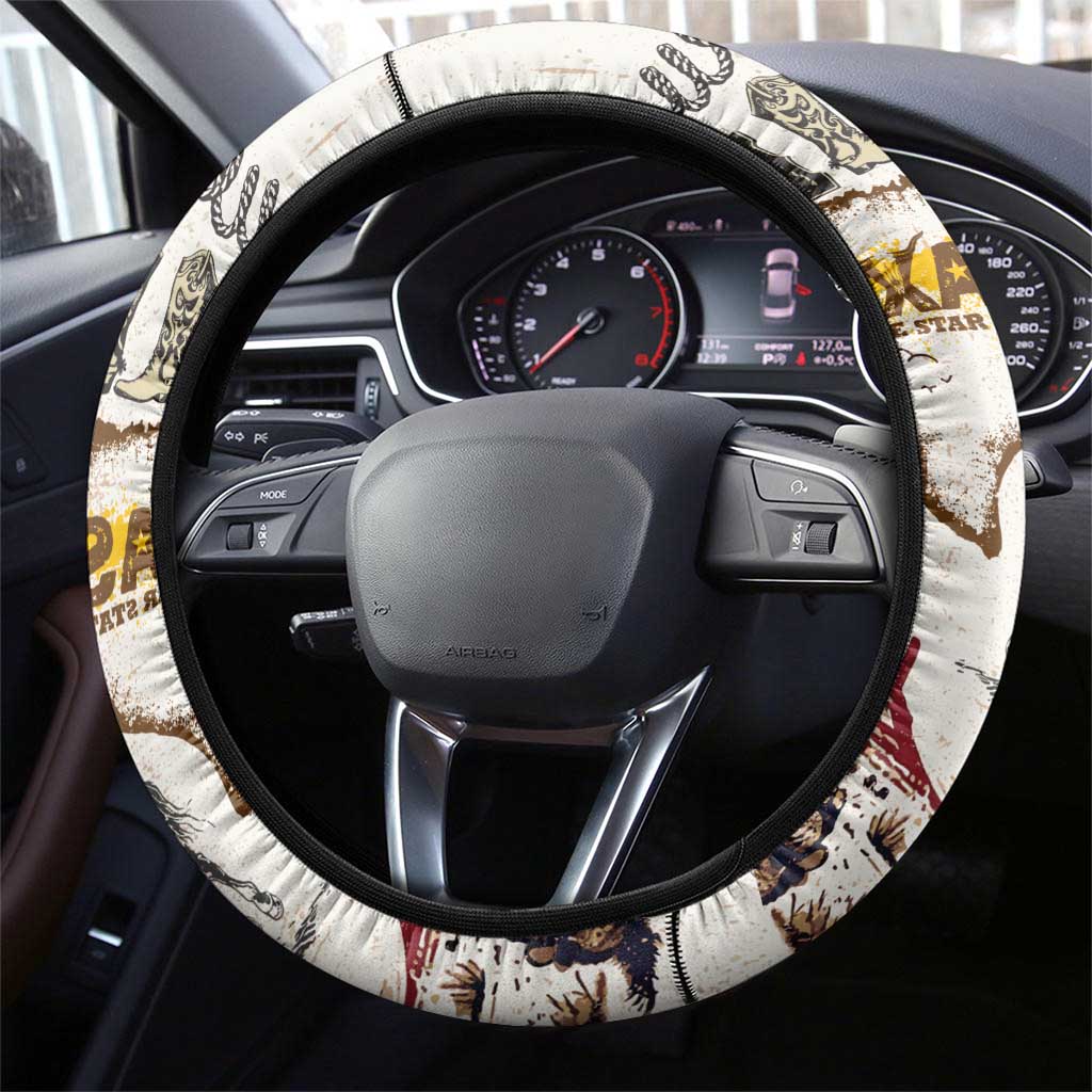 Texas Heritage Vintage Style Steering Wheel Cover Howdy Y’all and Lone Star State - Wonder Print Shop