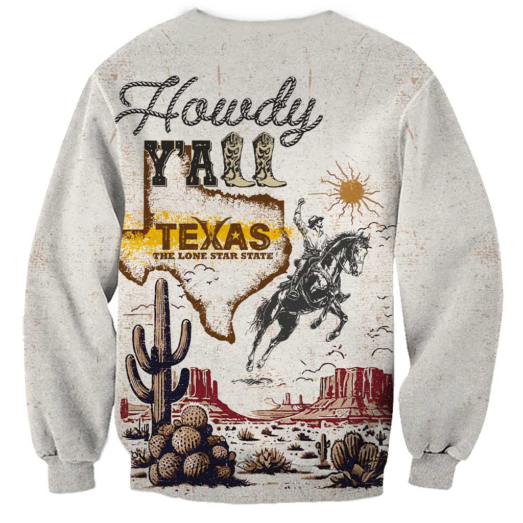 Texas Heritage Vintage Style Sweatshirt Howdy Y’all and Lone Star State - Wonder Print Shop
