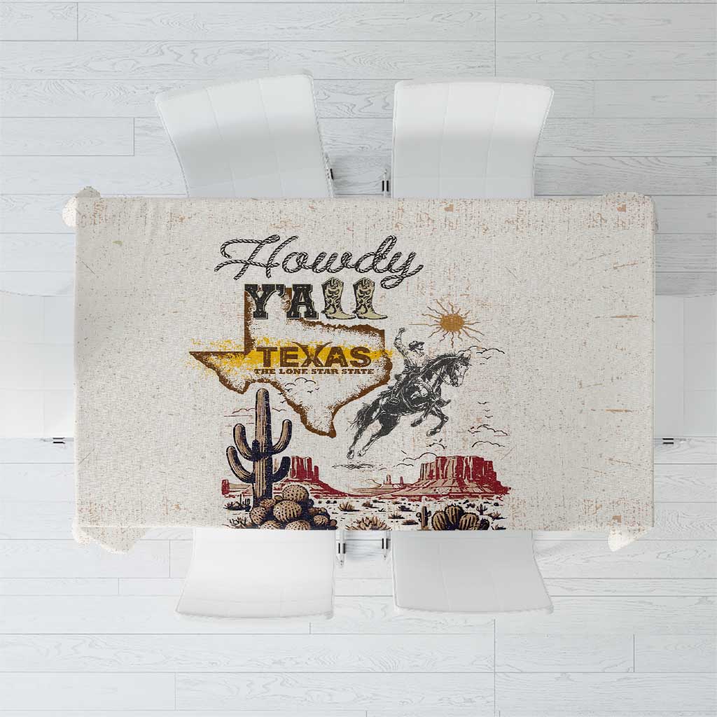 Texas Heritage Vintage Style Tablecloth Howdy Y’all and Lone Star State - Wonder Print Shop