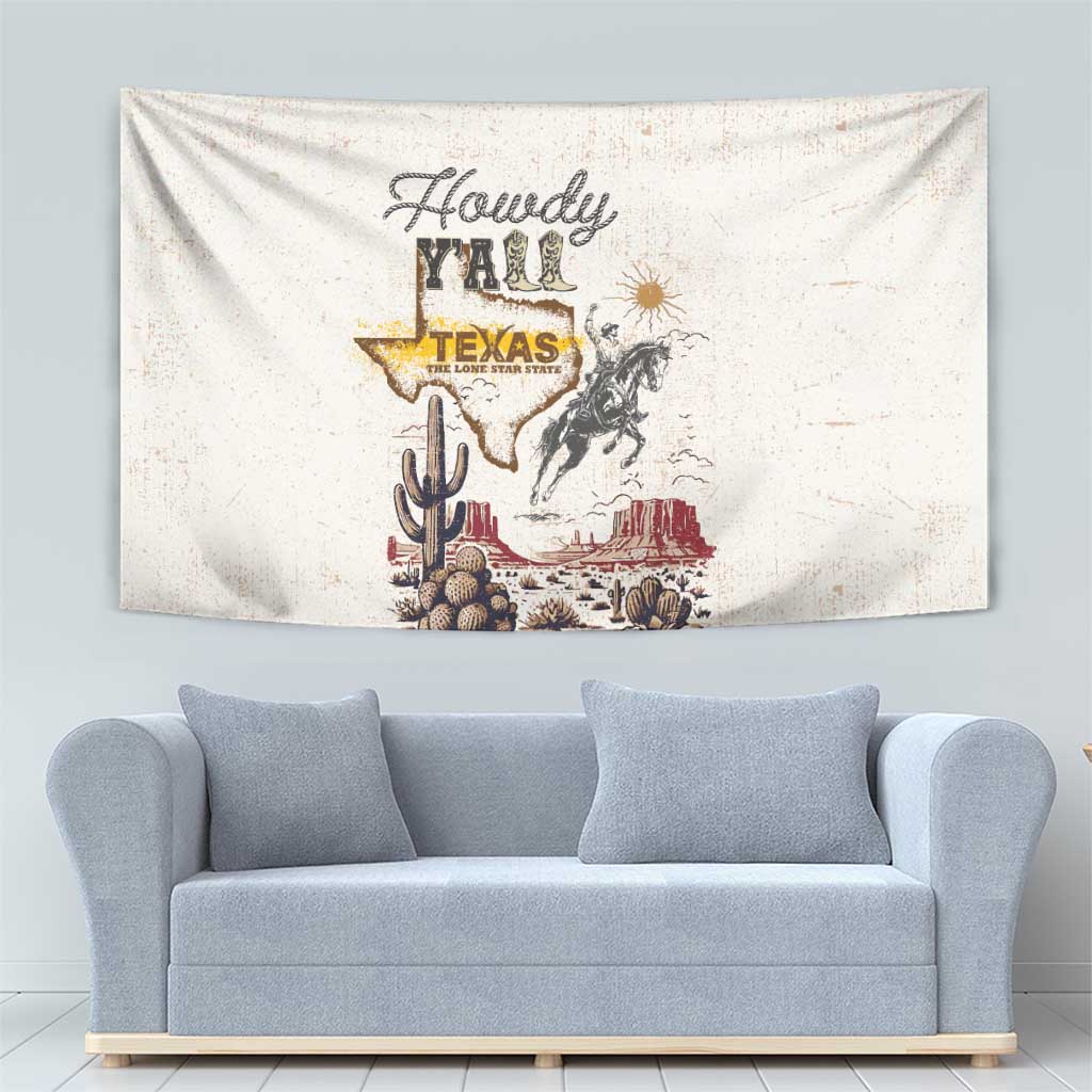 Texas Heritage Vintage Style Tapestry Howdy Y’all and Lone Star State - Wonder Print Shop