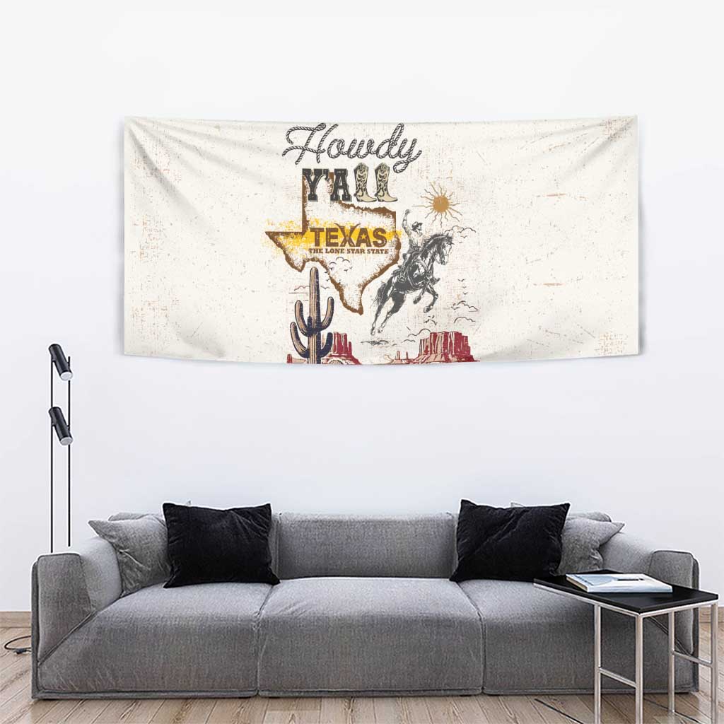 Texas Heritage Vintage Style Tapestry Howdy Y’all and Lone Star State - Wonder Print Shop