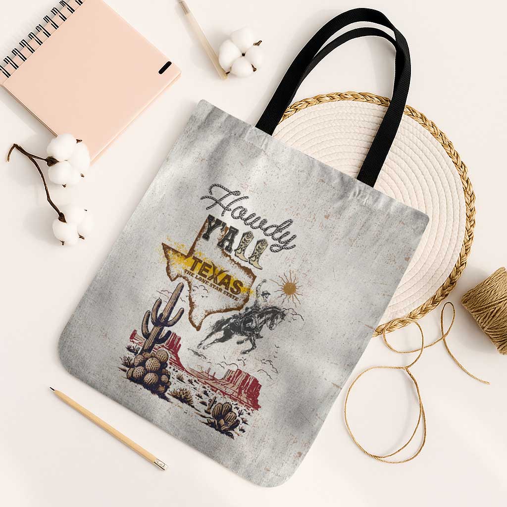 Texas Heritage Vintage Style Tote Bag Howdy Y’all and Lone Star State - Wonder Print Shop
