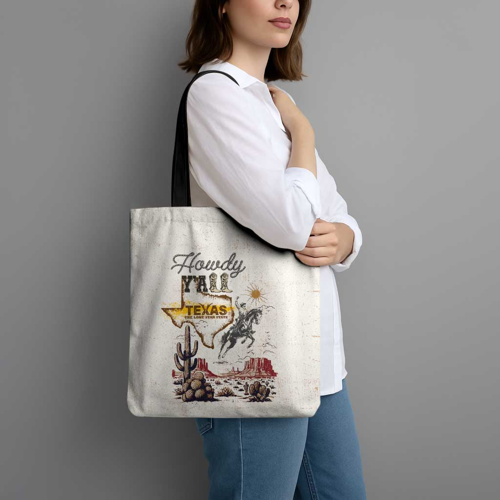 Texas Heritage Vintage Style Tote Bag Howdy Y’all and Lone Star State - Wonder Print Shop