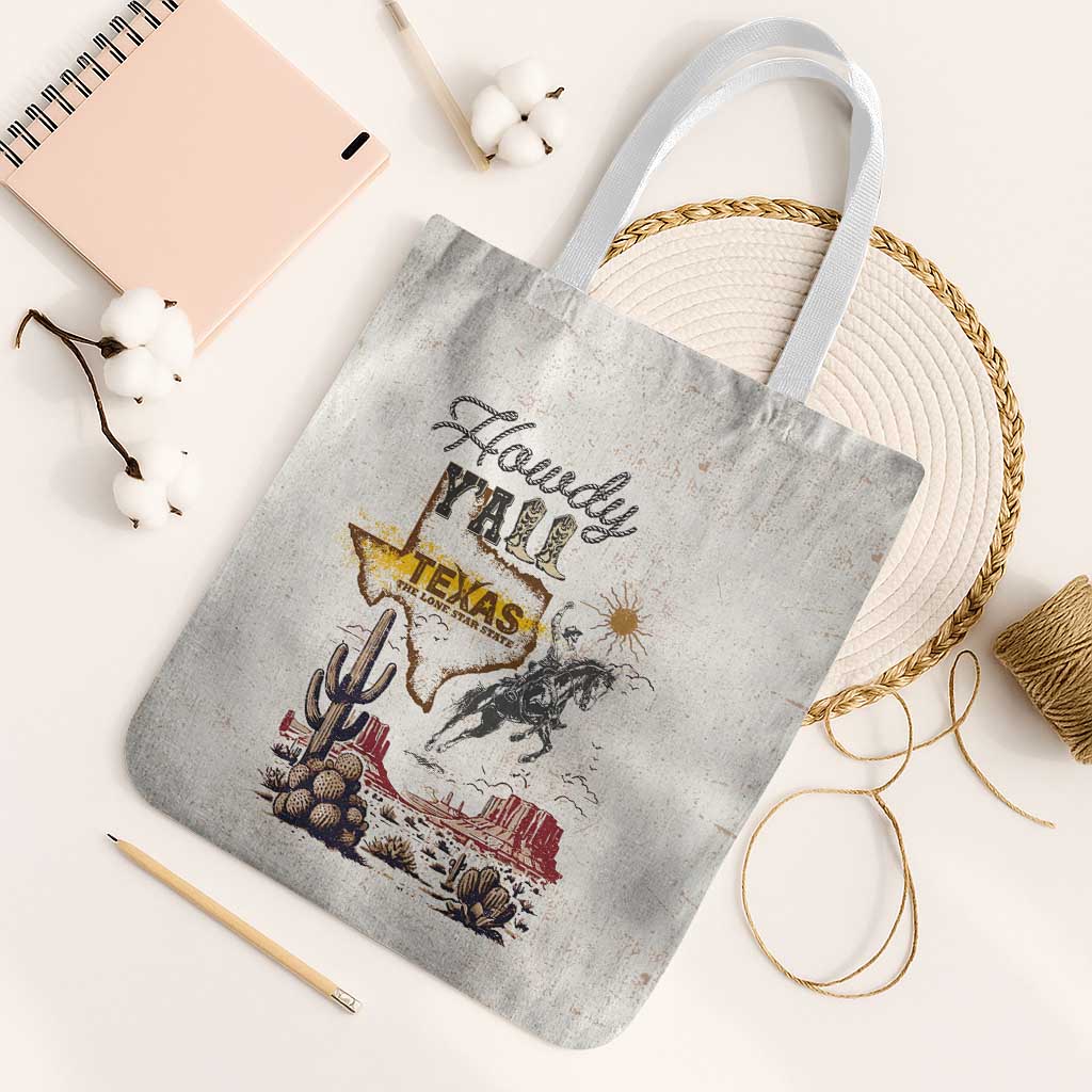 Texas Heritage Vintage Style Tote Bag Howdy Y’all and Lone Star State - Wonder Print Shop