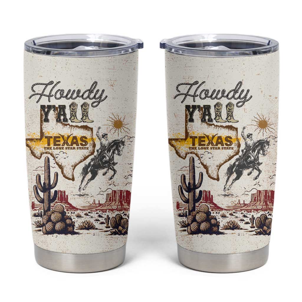 Texas Heritage Vintage Style Tumbler Cup Howdy Y’all and Lone Star State - Wonder Print Shop