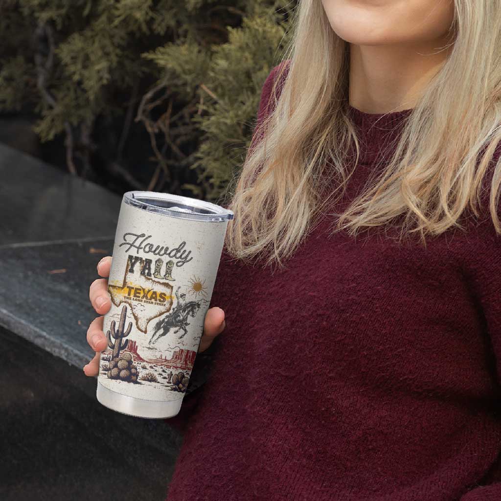 Texas Heritage Vintage Style Tumbler Cup Howdy Y’all and Lone Star State - Wonder Print Shop