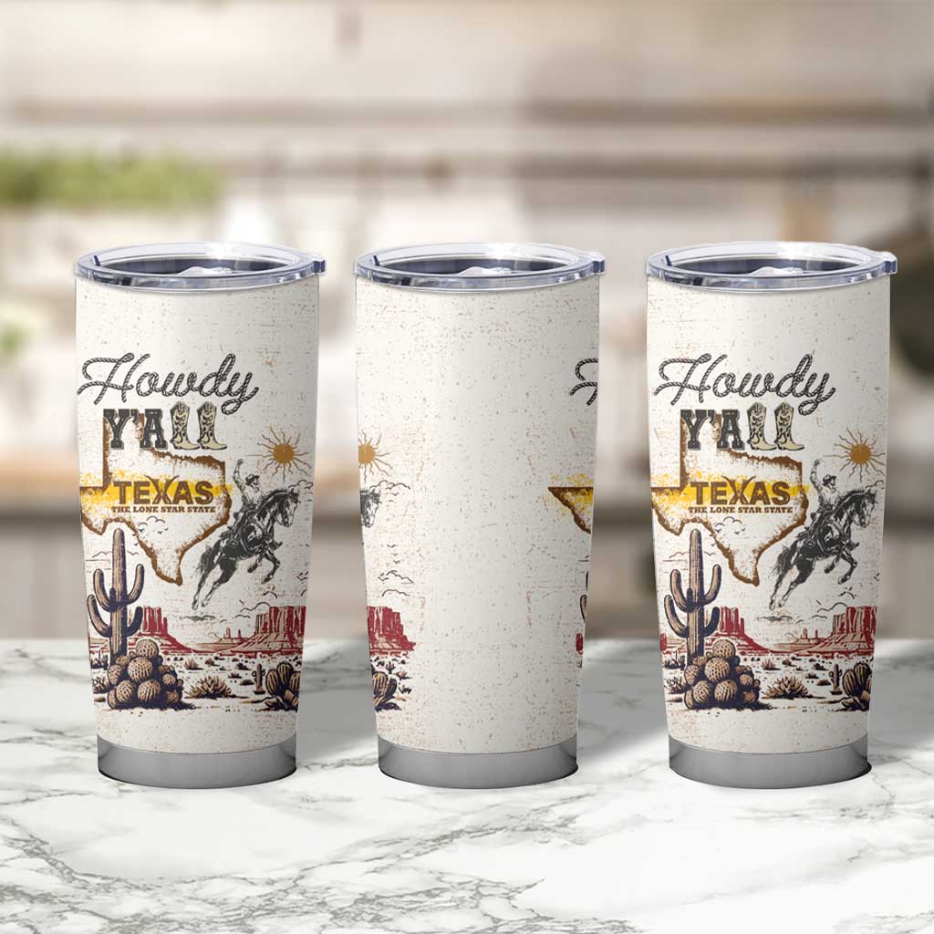 Texas Heritage Vintage Style Tumbler Cup Howdy Y’all and Lone Star State - Wonder Print Shop