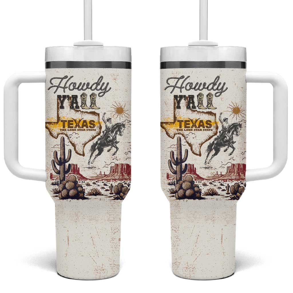 Texas Heritage Vintage Style Tumbler With Handle Howdy Y’all and Lone Star State - Wonder Print Shop