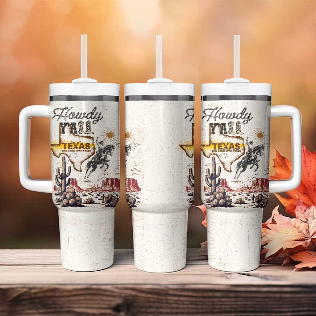 Texas Heritage Vintage Style Tumbler With Handle Howdy Y’all and Lone Star State - Wonder Print Shop