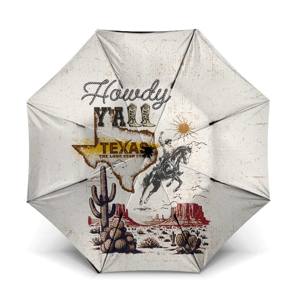 Texas Heritage Vintage Style Umbrella Howdy Y’all and Lone Star State - Wonder Print Shop