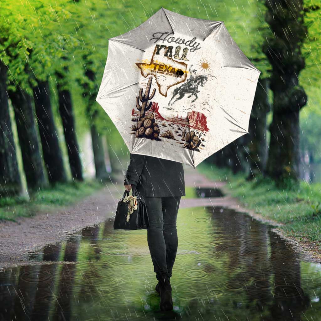 Texas Heritage Vintage Style Umbrella Howdy Y’all and Lone Star State - Wonder Print Shop