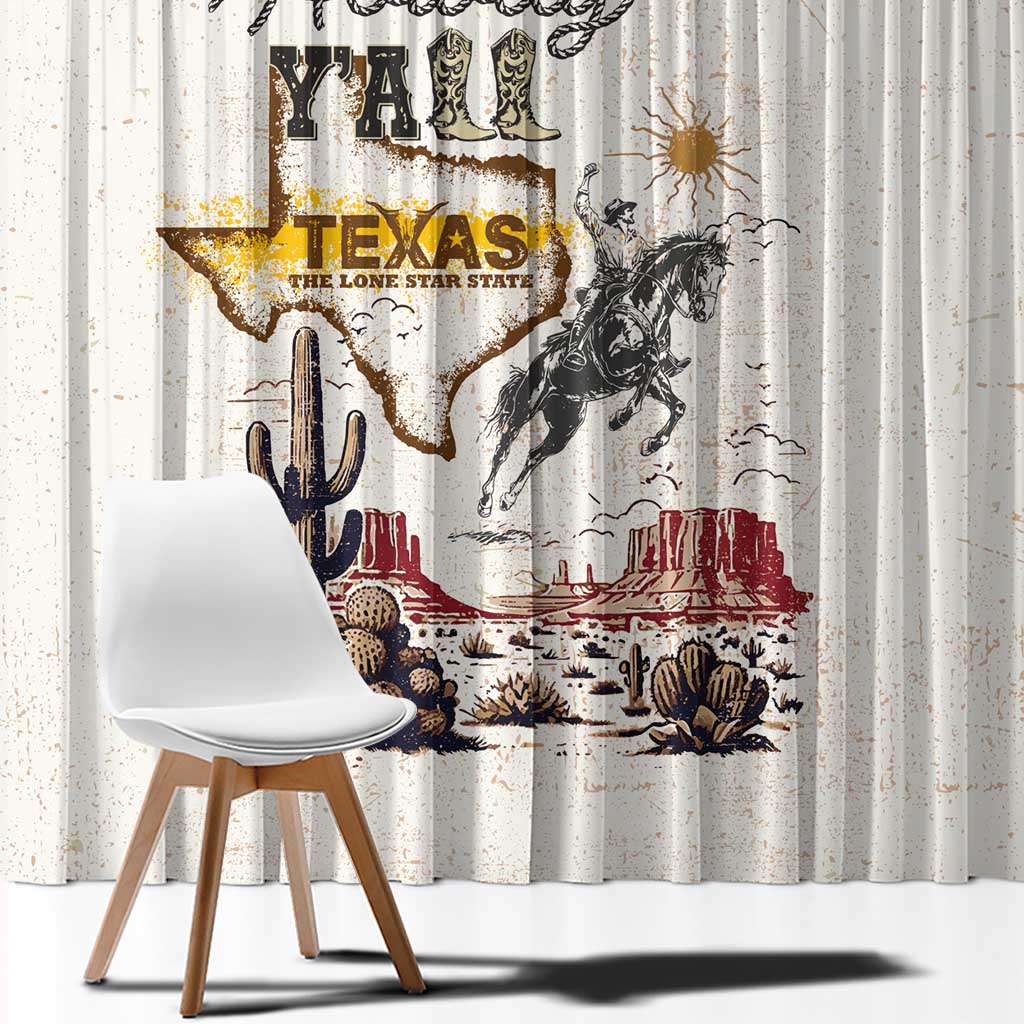 Texas Heritage Vintage Style Window Curtain Howdy Y’all and Lone Star State - Wonder Print Shop