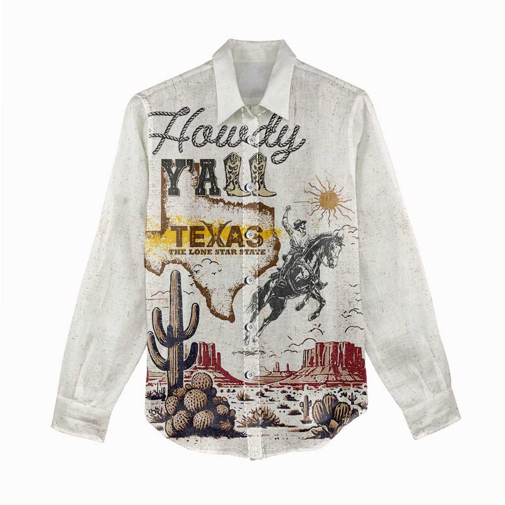 Texas Heritage Vintage Style Women Casual Shirt Howdy Y’all and Lone Star State - Wonder Print Shop