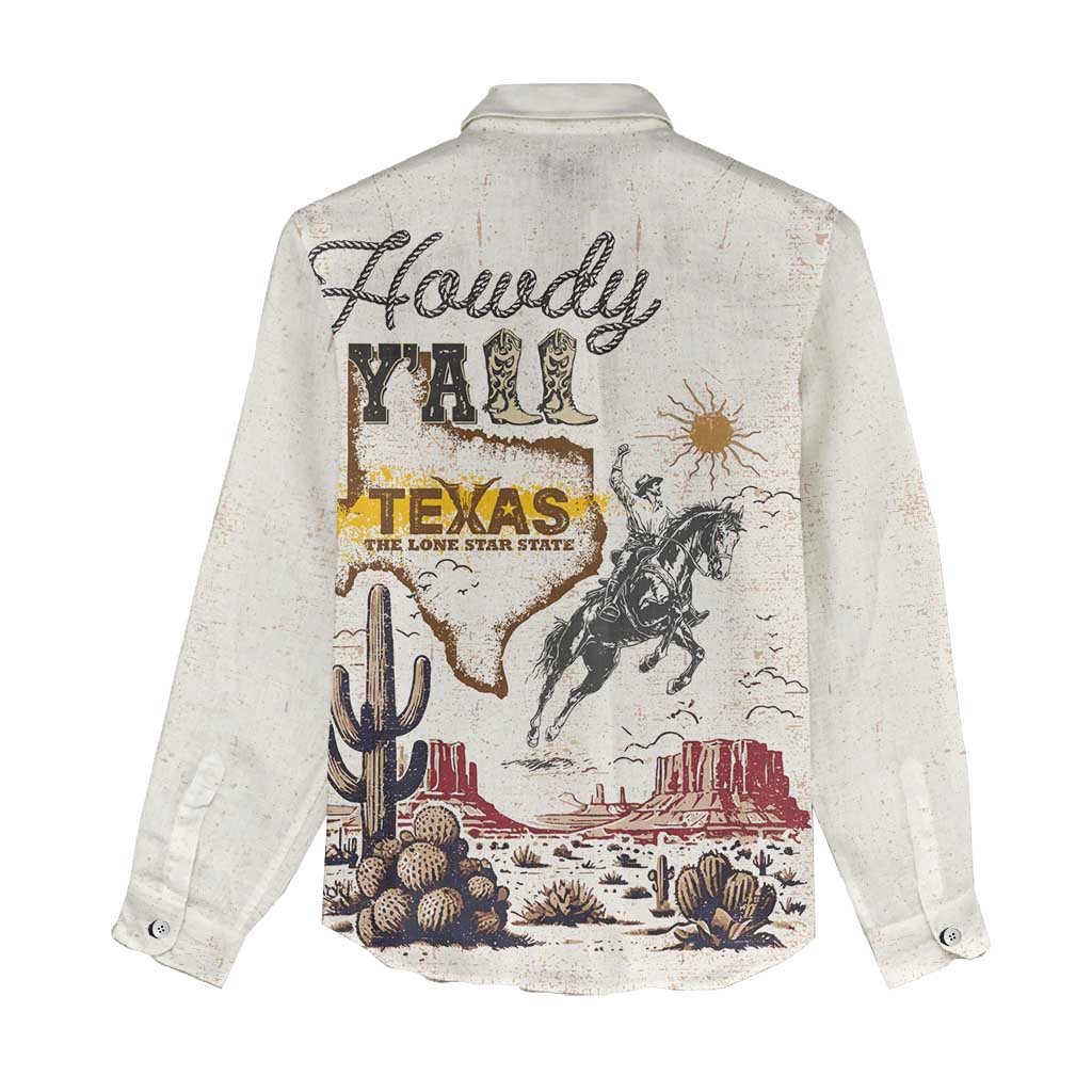 Texas Heritage Vintage Style Women Casual Shirt Howdy Y’all and Lone Star State - Wonder Print Shop