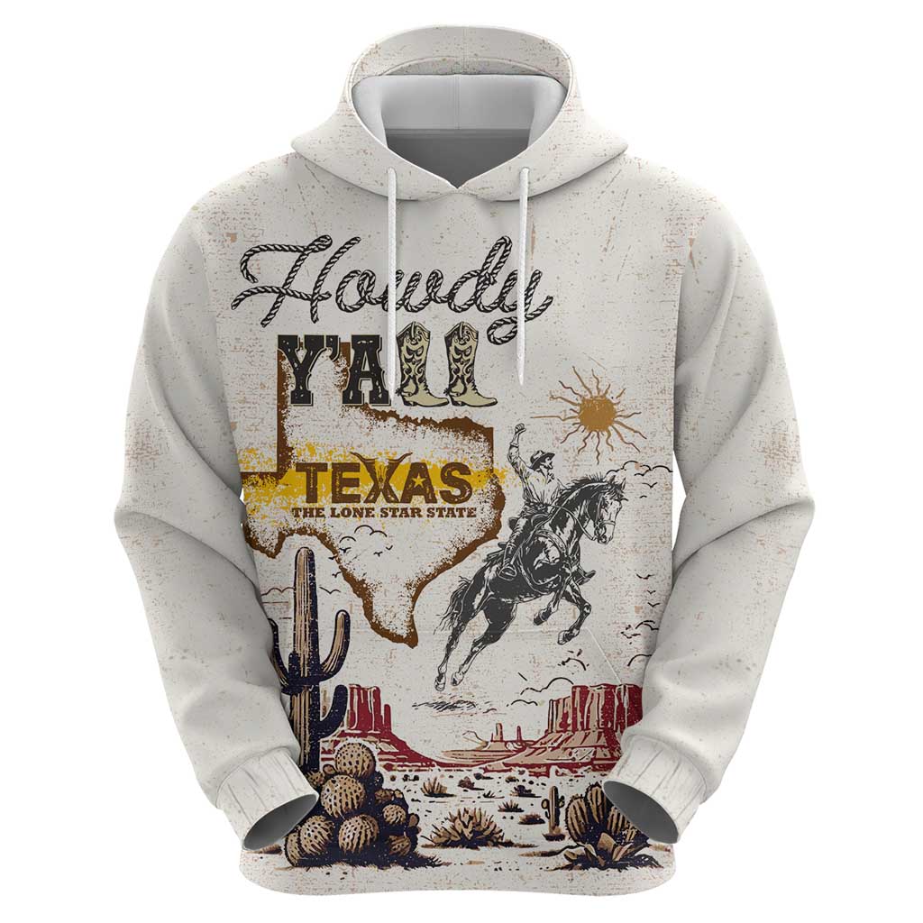 Texas Heritage Vintage Style Zip Hoodie Howdy Y’all and Lone Star State - Wonder Print Shop