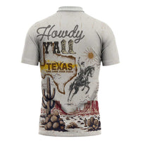 Texas Heritage Vintage Style Zipper Polo Shirt Howdy Y’all and Lone Star State - Wonder Print Shop