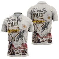 Texas Heritage Vintage Style Zipper Polo Shirt Howdy Y’all and Lone Star State - Wonder Print Shop