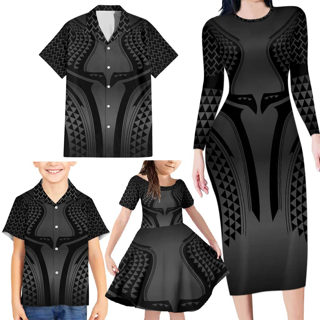 Hawaiian Kakau Art Tattoos Aquaman Style Family Matching Long Sleeve Bodycon Dress and Hawaiian Shirt Special Edition - Wonder Print Shop
