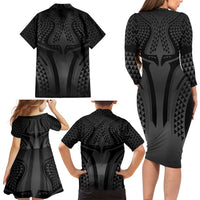 Hawaiian Kakau Art Tattoos Aquaman Style Family Matching Long Sleeve Bodycon Dress and Hawaiian Shirt Special Edition - Wonder Print Shop