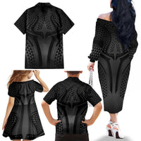 Hawaiian Kakau Art Tattoos Aquaman Style Family Matching Off The Shoulder Long Sleeve Dress and Hawaiian Shirt Special Edition - Wonder Print Shop