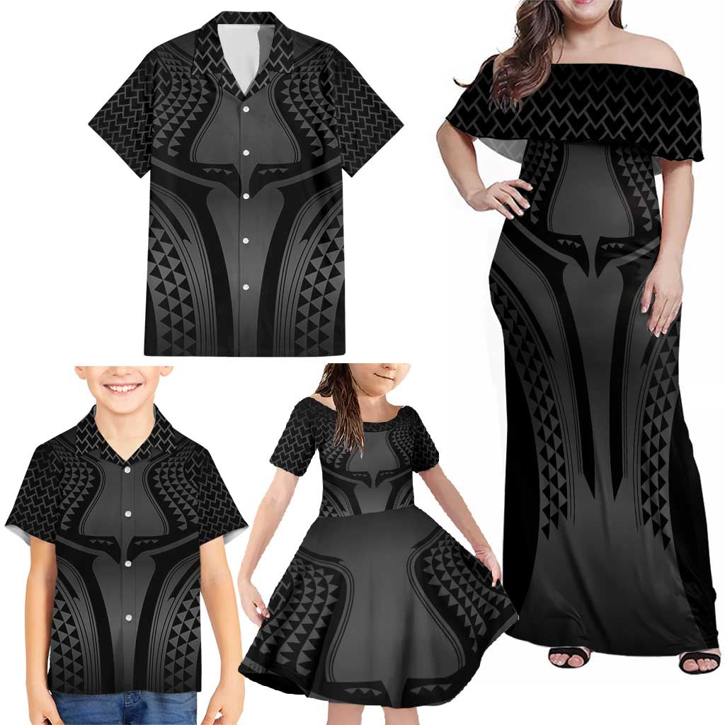 Hawaiian Kakau Art Tattoos Aquaman Style Family Matching Off Shoulder Maxi Dress and Hawaiian Shirt Special Edition - Wonder Print Shop
