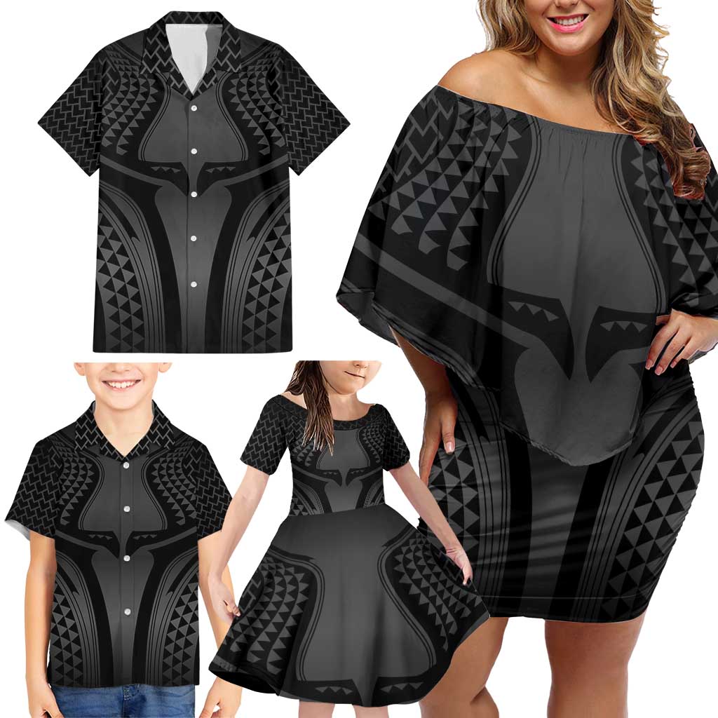 Hawaiian Kakau Art Tattoos Aquaman Style Family Matching Off Shoulder Short Dress and Hawaiian Shirt Special Edition - Wonder Print Shop