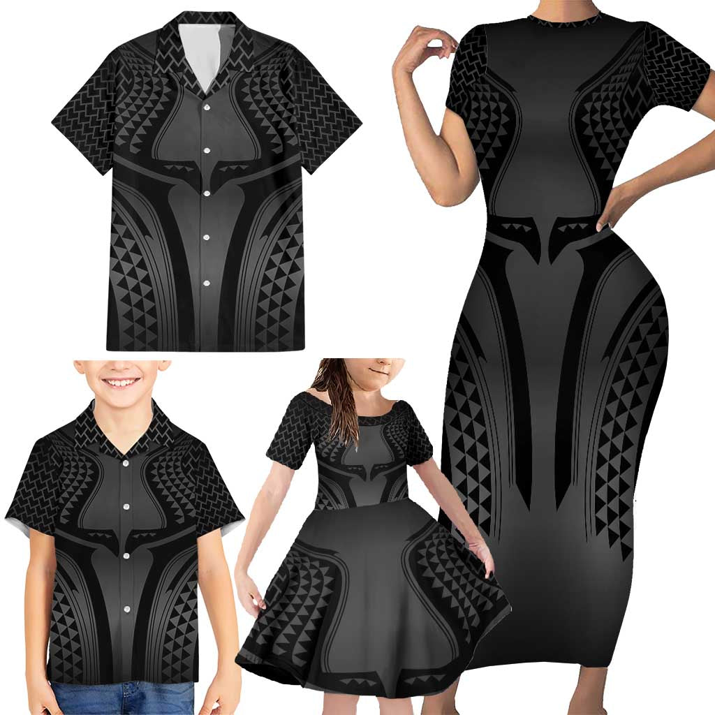 Hawaiian Kakau Art Tattoos Aquaman Style Family Matching Short Sleeve Bodycon Dress and Hawaiian Shirt Special Edition - Wonder Print Shop