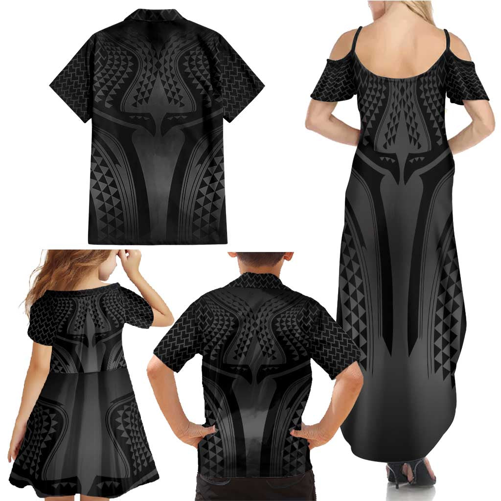Hawaiian Kakau Art Tattoos Aquaman Style Family Matching Summer Maxi Dress and Hawaiian Shirt Special Edition - Wonder Print Shop